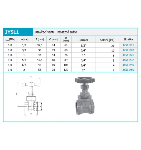 Novaservis Inštalatérsky program - Uzatvárací ventil 3/4" JY511/20