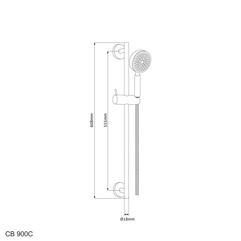 Mereo Sprchová súprava, jednopolohová sprcha, dvojzámková nerez hadica, nastaviteľný držiak, plast /chróm CB900C