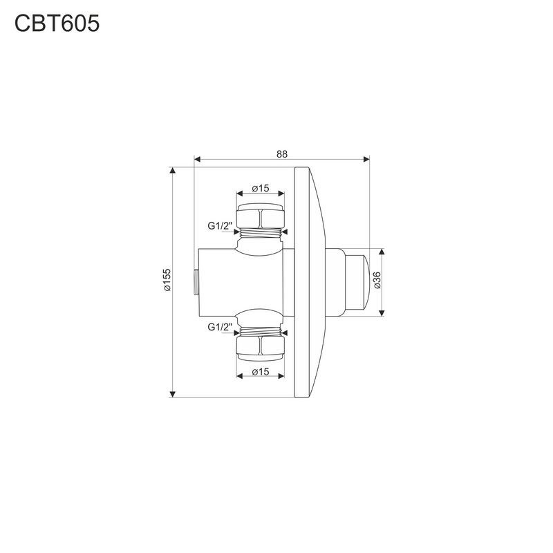 Mereo Sprchový podomietkový ventil 1/2"x1/2" CBT605