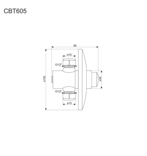 Mereo Sprchový podomietkový ventil 1/2"x1/2" CBT605