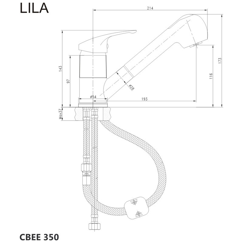 Mereo Drezová stojanková batéria, Lila, s výsuvnou sprchou, chróm CBEE350