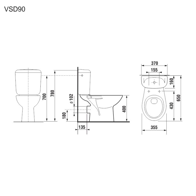 Mereo WC kombi, zadný odpad s armatúrou VSD90 (H8602760007871)