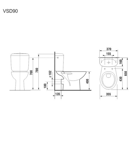 Mereo WC kombi, zadný odpad s armatúrou VSD90 (H8602760007871)