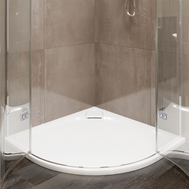 Mereo Štvrťkruhová sprchová vanička s oblým krytom sif., 90x90x3 cm, vr. sif., bez nožičiek, liaty mramor CV05CS