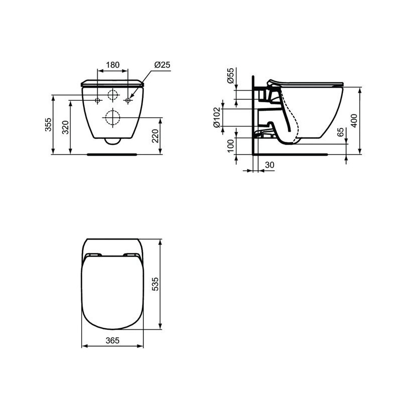 Ideal Standard Tesi - Závesné WC so sedadlom SoftClose, AquaBlade, biela T354601
