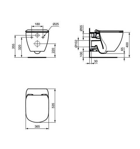 Ideal Standard Tesi - Závesné WC so sedadlom SoftClose, AquaBlade, biela T354601