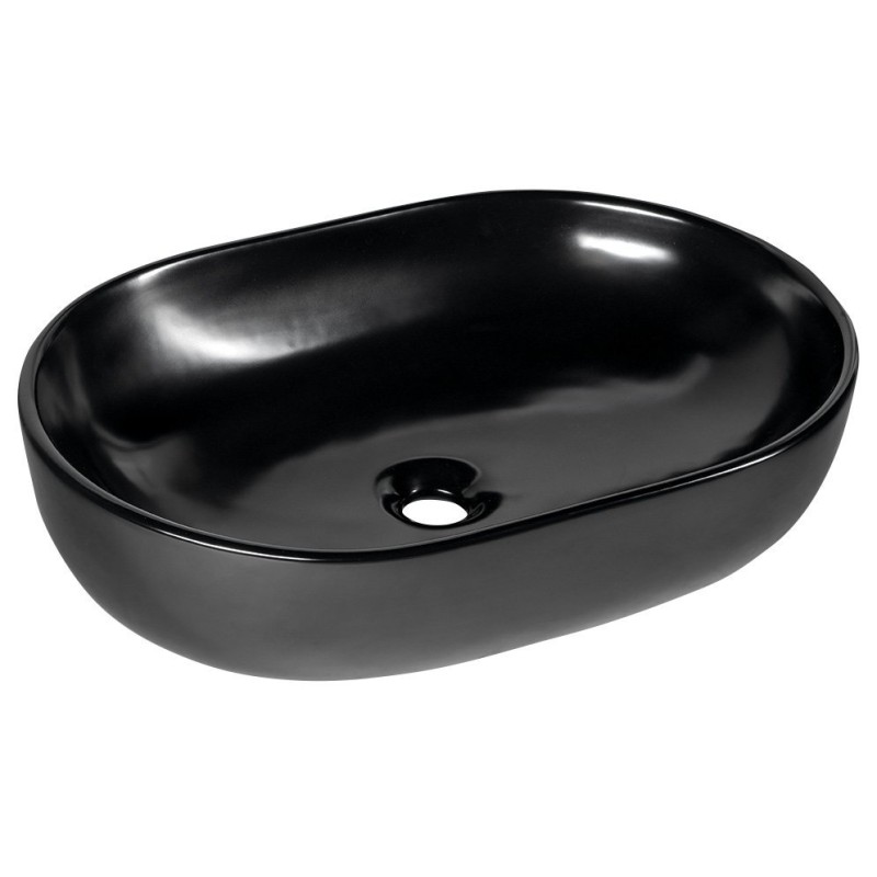 Sapho CALEO keramické umývadlo, priemer 59x41,5x14 cm, na dosku, čierna matná CA590B