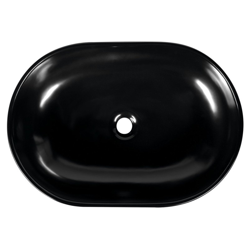 Sapho CALEO keramické umývadlo, priemer 59x41,5x14 cm, na dosku, čierna matná CA590B