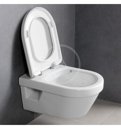 Geberit Duofix - Súprava na závesné WC + klozet a sedadlo softclose Villeroy & Boch – súprava s tlačidlom Sigma01, biele (111.30