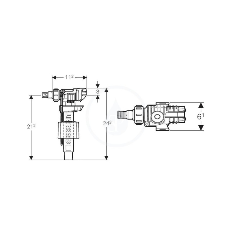 Geberit Príslušenstvo - Napúšťací ventil typ 380 na splachovacie nádržky na omietku (243.886.00.1)
