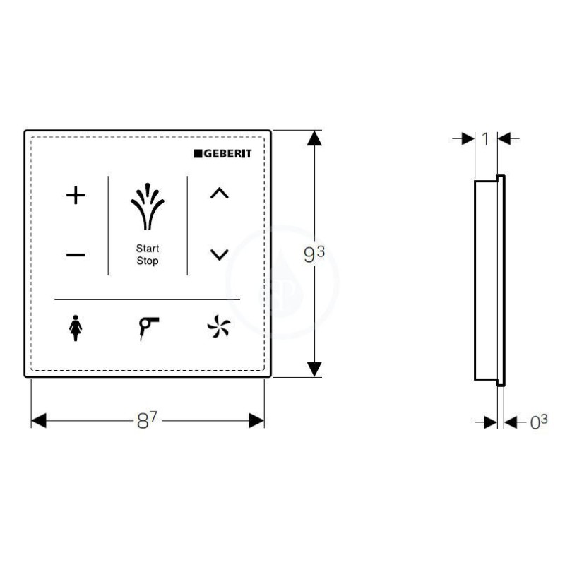 Geberit AquaClean - Nástenný ovládací panel na elektronický bidet, čierna (147.038.SJ.1)