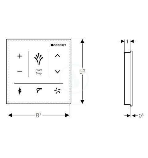 Geberit AquaClean - Nástenný ovládací panel na elektronický bidet, čierna (147.038.SJ.1)