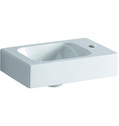Geberit iCon - Umývadielko bez prepadu, 380 mm x 280 mm, biele - umývadielko, s otvorom vpravo, s KeraTect (124736600)