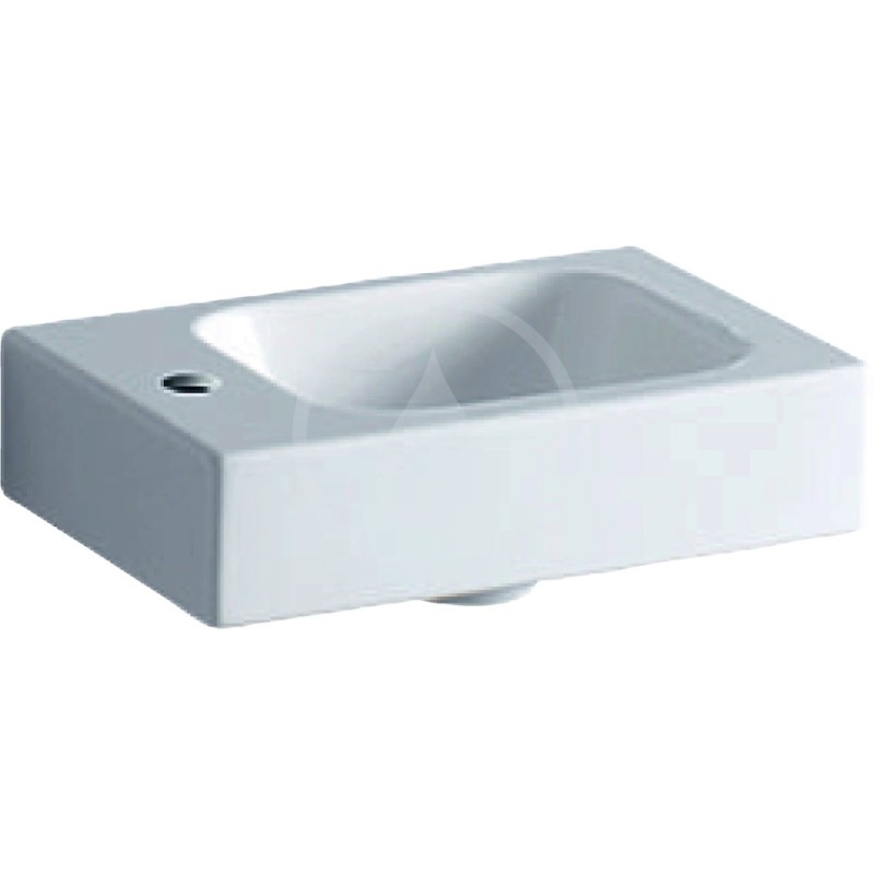 Geberit iCon - Umývadielko bez prepadu, 380 mm x 280 mm, biele - umývadielko, s otvorom vľavo, s KeraTect (124836600)