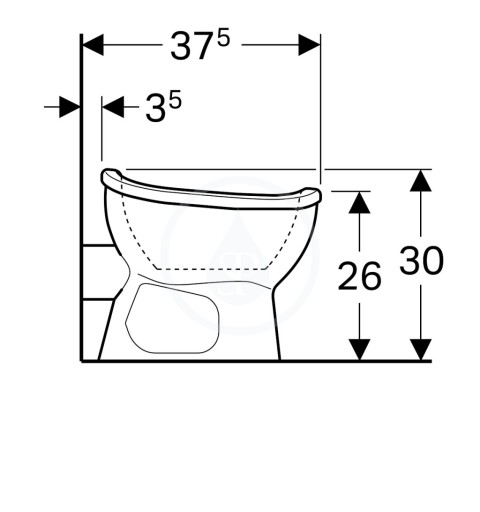 Geberit Baby - Stojace detské WC, 280 mm x 300 mm x 375 mm, biele - klozet (211650000)