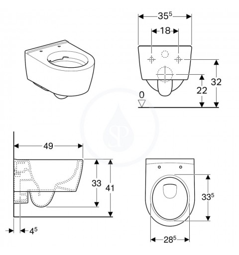 Geberit iCon - Závesné kompaktné WC, Rimfree, biela (204070000)