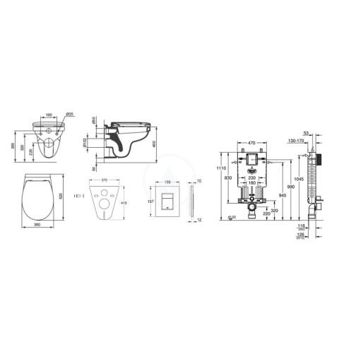 Grohe Uniset - Súprava na závesné WC + klozet a sedadlo Ideal Standard Quarzo (38643SET-KR)