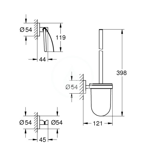 Grohe Essentials - Súprava doplnkov na toaletu 3 v 1, chróm (40407001)