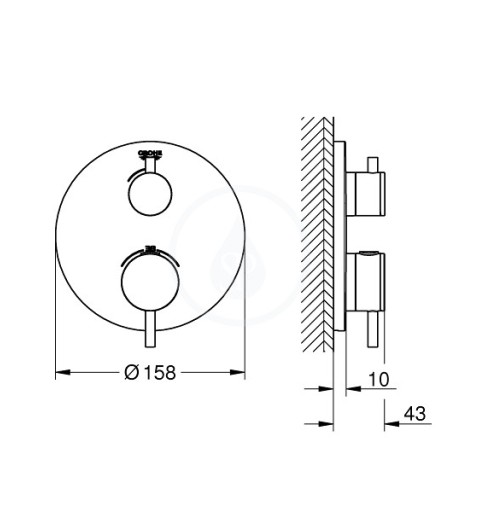 Grohe Atrio - Termostatická sprchová batéria pod omietku, kefovaný Hard Graphite (24134AL3)