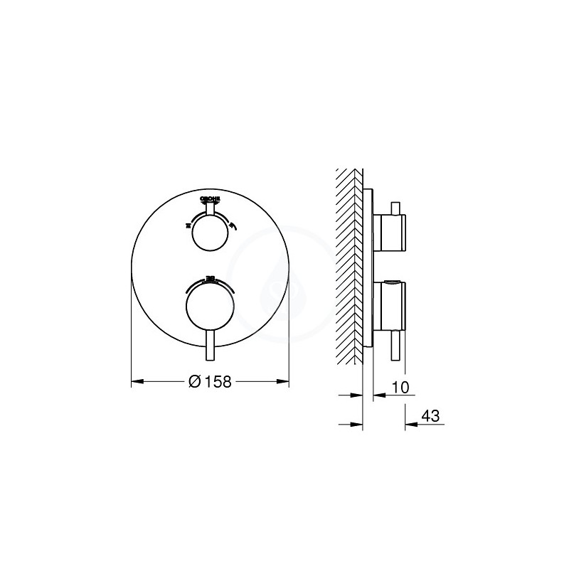 Grohe Atrio - Termostatická batéria pod omietku pre 2 spotrebiče, kefovaný Hard Graphite (24135AL3)