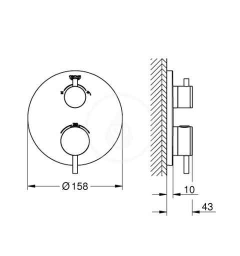 Grohe Atrio - Termostatická batéria pod omietku pre 2 spotrebiče, supersteel (24135DC3)