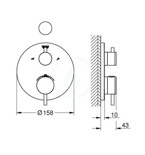 Grohe Atrio - Termostatická batéria pod omietku pre 2 spotrebiče, supersteel (24138DC3)