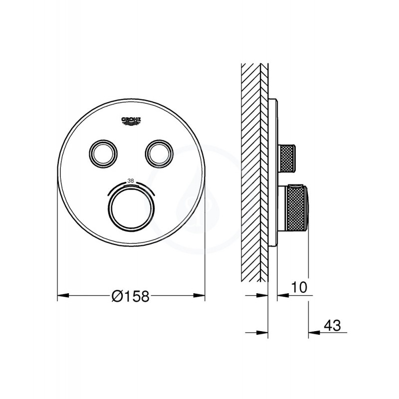 Grohe Grohtherm SmartControl - Termostatická sprchová podomietková batéria, 2 ventily, kefovaný Warm Sunset (29119DL0)