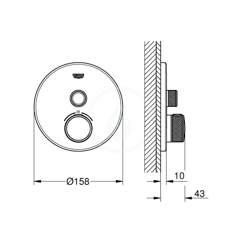 Grohe Grohtherm SmartControl - Termostatická sprchová batéria pod omietku s jedným ventilom, Warm Sunset (29118DA0)
