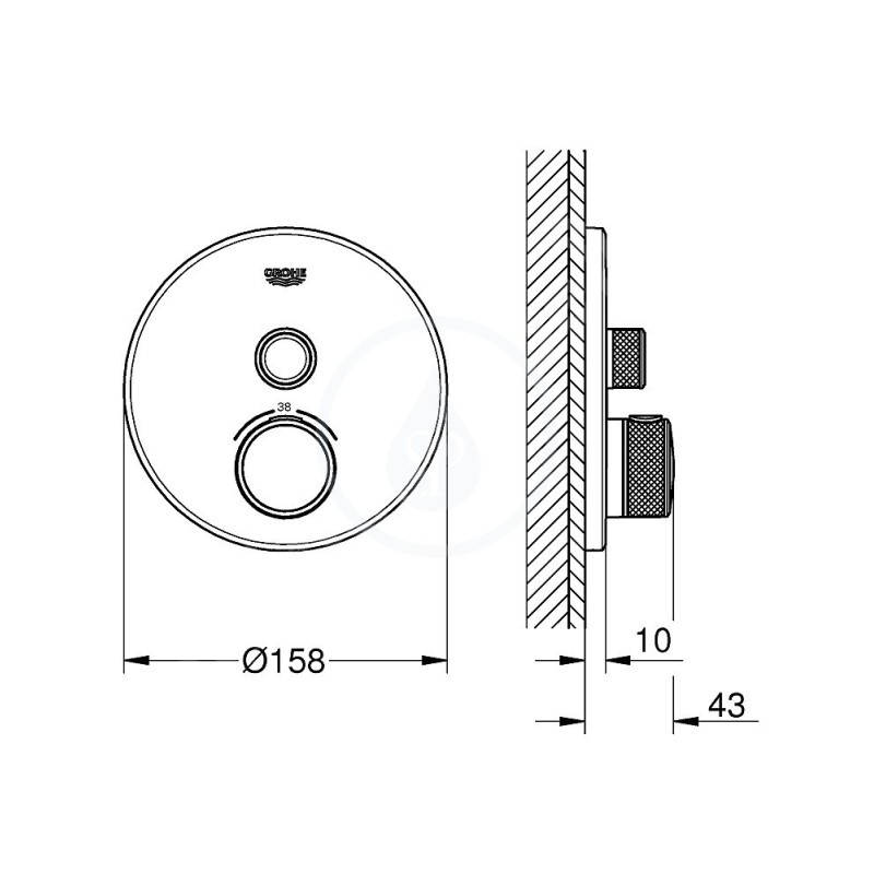 Grohe Grohtherm SmartControl - Termostatická sprchová batéria pod omietku s jedným ventilom, Cool Sunrise (29118GL0)