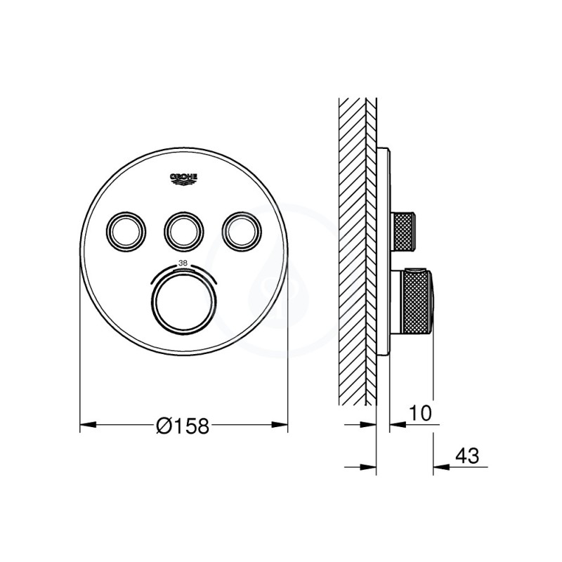 Grohe Grohtherm SmartControl - Termostatická sprchová podomietková batéria, 3 ventily, Cool Sunrise (29121GL0)