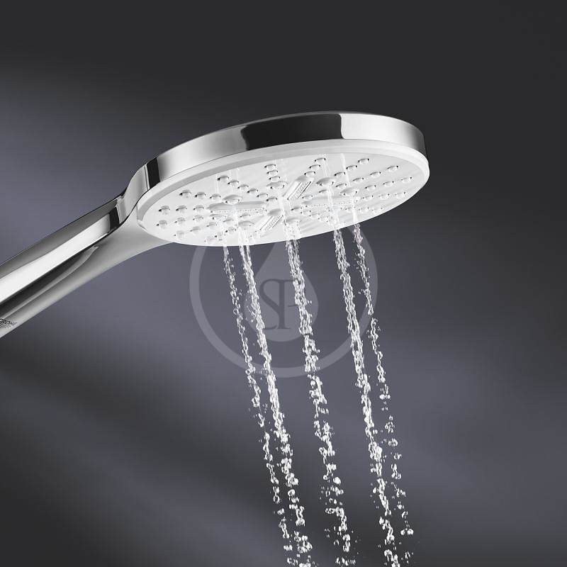 Grohe Rainshower SmartActive - Súprava sprchovej hlavice 130 9,5 l/min, 3 prúdy, držiaku a hadice, mesačná biela (26580LS0)
