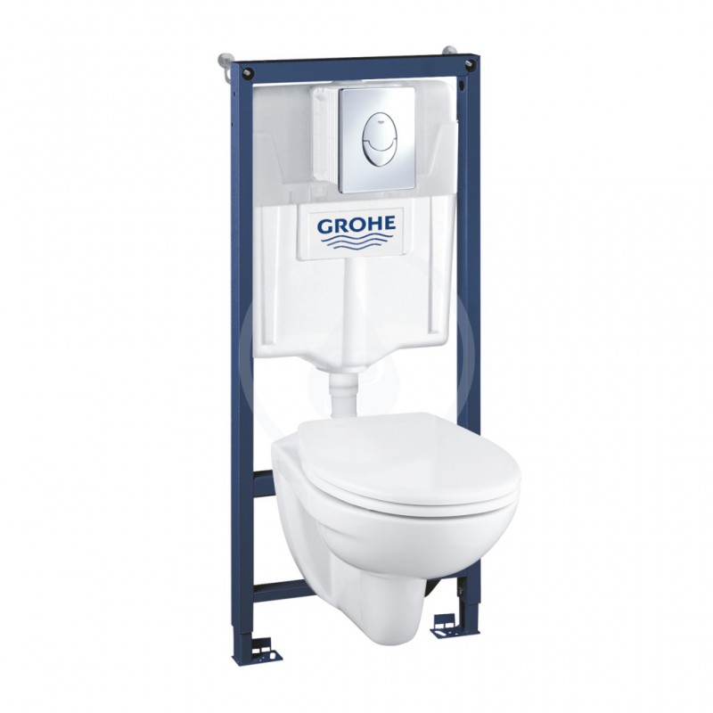 Grohe Solido - Súprava na závesné WC + klozet a sedadlo softclose Bau Ceramic, tlačidlo Skate Air, chróm 39192000