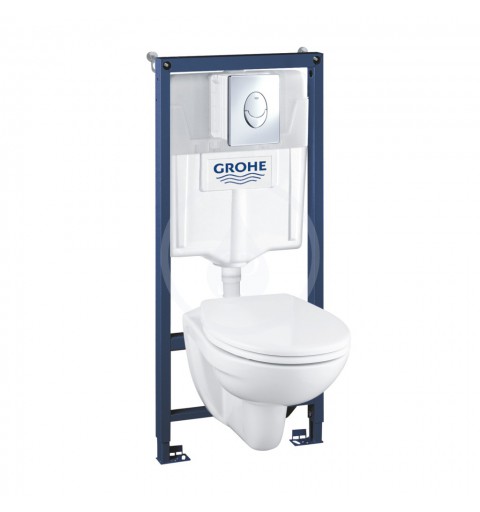 Grohe Solido - Súprava na závesné WC + klozet a sedadlo softclose Bau Ceramic, tlačidlo Skate Air, chróm 39192000