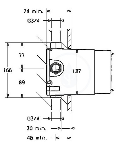 Hansa Vario - Podomietkové teleso na montáž termostatickej batérie (08050290)