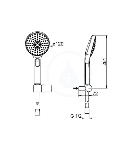Hansa Activejet - Sprchová súprava s hadicou, držiakom a ručnou sprchou, 3 prúdy, svetlosivá/chróm (84380133)