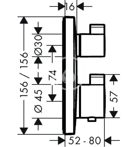 Hansgrohe Ecostat Square - Termostatická batéria pod omietku na 2 spotrebiče, kefovaný čierny chróm (15714340)