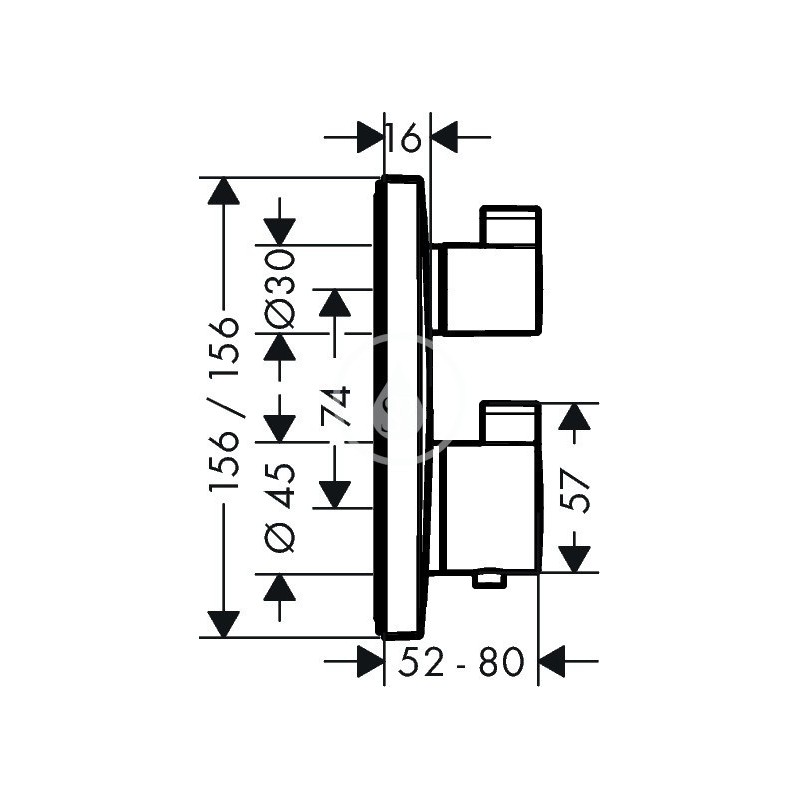 Hansgrohe Ecostat Square - Termostatická batéria pod omietku na 2 spotrebiče, matná biela (15714700)