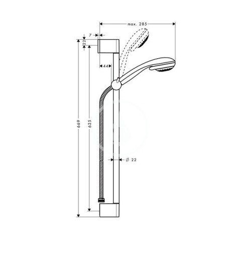 Hansgrohe Crometta 85 - Sprchová súprava Multi, 3 prúdy, nástenná tyč Unica'Crometta 0,65 m, chróm (27767000)