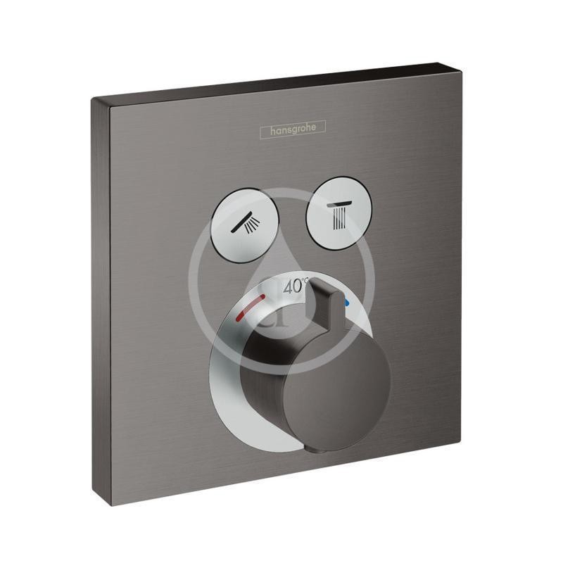 Hansgrohe Shower Select - Termostatická batéria pod omietku na 2 spotrebiče, kefovaný čierny chróm (15763340)