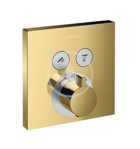Hansgrohe Shower Select - Termostatická batéria pod omietku na 2 spotrebiče, leštený vzhľad zlata (15763990)