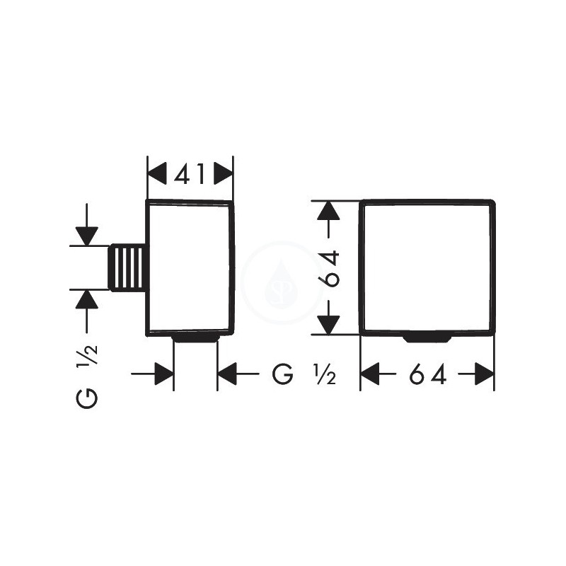 Hansgrohe Fixfit - Prípojka hadice Square so spätným ventilom, matná biela (26455700)