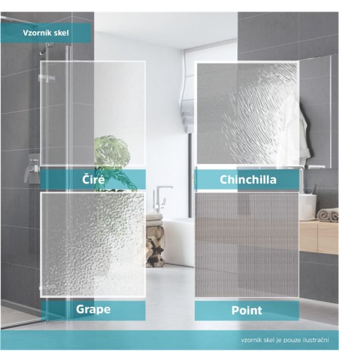 Mereo Sprchovací set: LIMA, štvrtkruh, 90 cm, biely ALU, sklo Point, vanička z liatého mramoru CK608B02KM