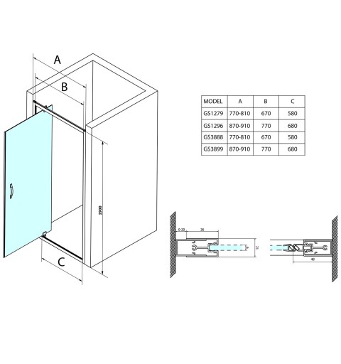 Gelco SIGMA SIMPLY sprchové dvere otočné 780-820 mm, číre sklo GS1279