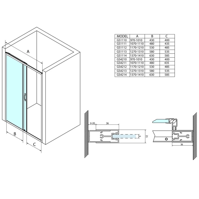 Gelco SIGMA SIMPLY sprchové dvere posuvné 1300mm, číre sklo GS1113